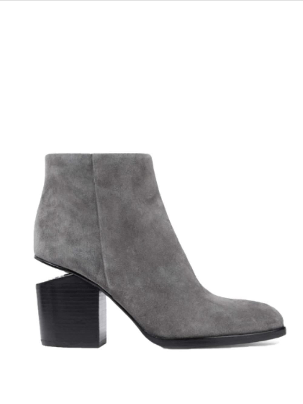 ALEXANDER WANG ‘Gabi’ Cut-out Heel Grey Sueded Ankle Boot, Sz 8.5, Retail $895